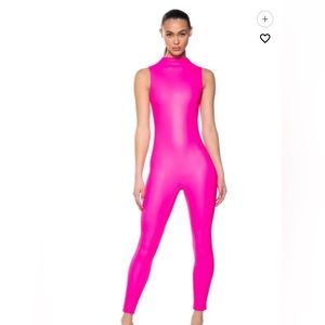 Faux leather pink jumpsuit size 1x